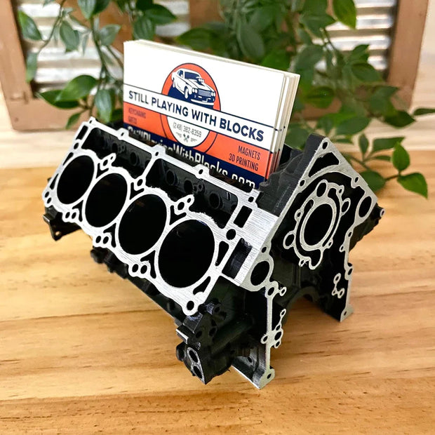 Big Block Chevy Business Card Holder – Unique Mini V8 Engine Desk Organizer