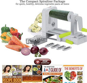 5-Blade Spiralizer – Multifunctional Foldable Vegetable Slicer | Healthy Diet Veggie Pasta Maker with Brush & 4 Recipe eBooks
