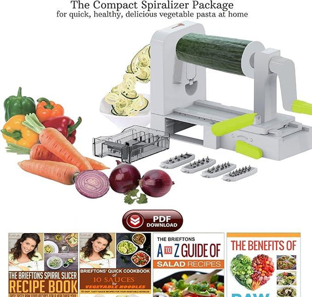 5-Blade Spiralizer – Multifunctional Foldable Vegetable Slicer | Healthy Diet Veggie Pasta Maker with Brush & 4 Recipe eBooks
