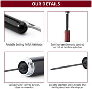 Portable Air Pressure Wine Opener, 2 in 1 Cork Wine Opener Needle with Foil Cutter, Handheld Cork Opener