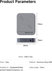 🔌 7-in-1 Magnetic USB-C Hub – The Ultimate All-in-One Expansion Solution
