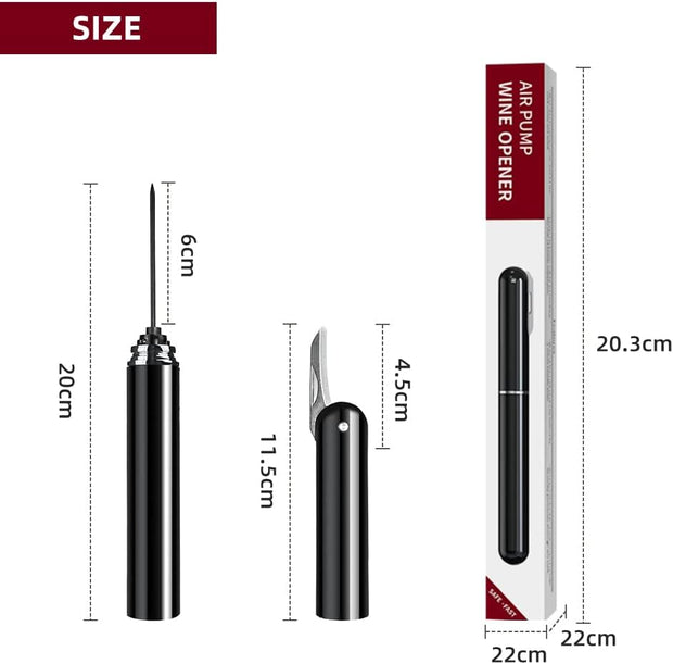Portable Air Pressure Wine Opener, 2 in 1 Cork Wine Opener Needle with Foil Cutter, Handheld Cork Opener