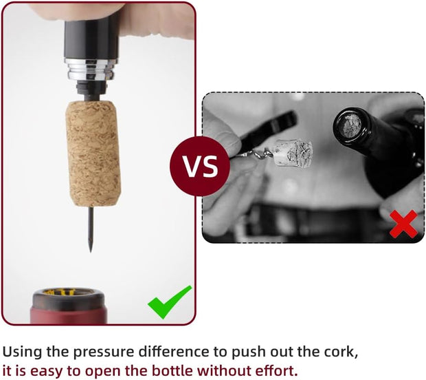 Portable Air Pressure Wine Opener, 2 in 1 Cork Wine Opener Needle with Foil Cutter, Handheld Cork Opener