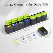 Weekly Pill Organizer Magnetic, Removable Pill Box 7 Day 1 Time a Day, Large Travel Pill Case, Week Once Daily Medication Dispenser, Medicine Container Holder for Supplement, Vitamin, Black
