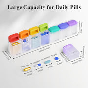 Weekly Pill Organizer Magnetic, Removable Pill Box 7 Day 1 Time a Day, Large Travel Pill Case, Week Once Daily Medication Dispenser, Medicine Container Holder for Supplement, Vitamin, Black