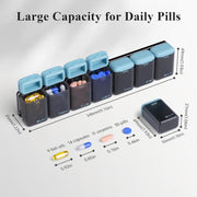Weekly Pill Organizer Magnetic, Removable Pill Box 7 Day 1 Time a Day, Large Travel Pill Case, Week Once Daily Medication Dispenser, Medicine Container Holder for Supplement, Vitamin, Black