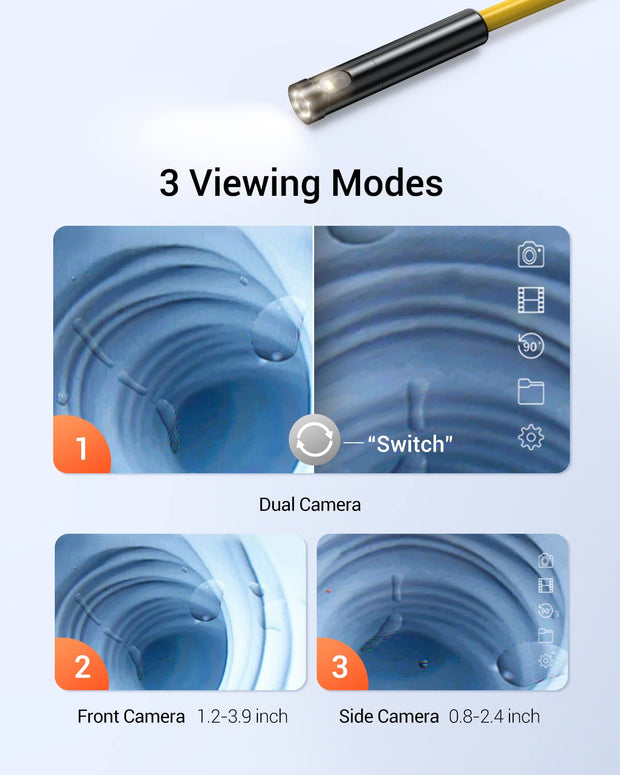 WiFi Dual-Lens Industrial Endoscope – 1080P HD Split-Screen Snake Camera