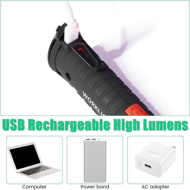 🔦 Rechargeable LED Work Light – Rugged, Portable & Multi-Angle for All Your Lighting Needs