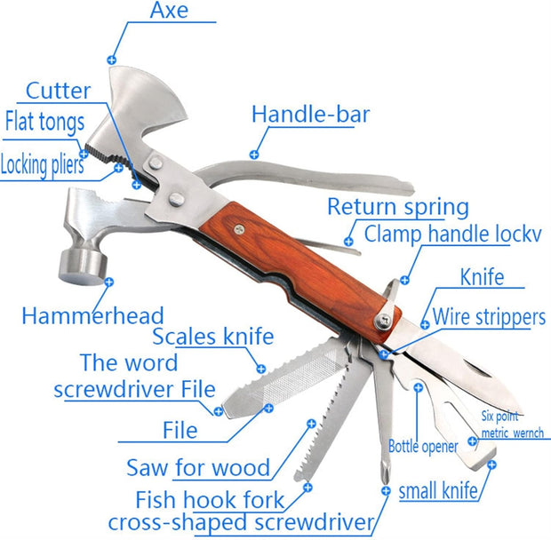 Multifunctional Outdoor Emergency Safety Hammer Axe Car Rescue Escape Hammer Multi-purpose Axe Hammer Window Breaker