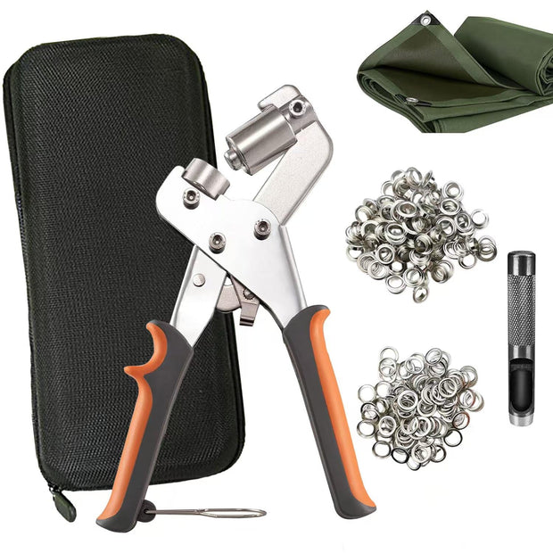 Grommet Tool Kit – Includes 500pcs 3/8-Inch Metal Grommets | All-in-One Eyelet Punch Set for Fabric, Canvas, Tarps & More
