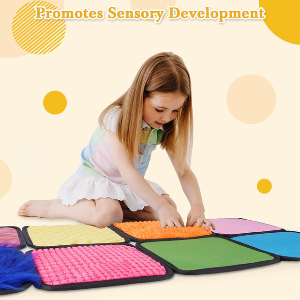 Montessori Sensory Mats Set – 16 Assorted Textured Tiles for Engaging Sensory Play