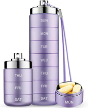 Metal Travel Pill Organizer, Portable 7 Day Vitamin Organizer Stackable, Waterproof 1 Times A Day Pill Box, Large Pill Container, Daily Medicine Organizer for Vitamin, Fish Oil, Supplement