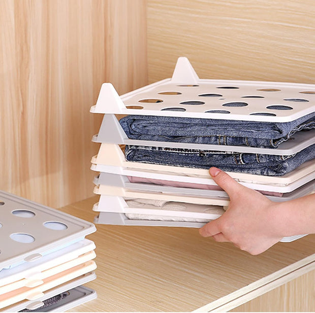 Clothes Organizer Tray, Innovative Household T Shirt Clothing Folding Storage Shelf Rack Stackable Shirt Receipt Board for Clothes Pants Shirts(white)