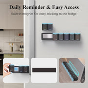 Weekly Pill Organizer Magnetic, Removable Pill Box 7 Day 1 Time a Day, Large Travel Pill Case, Week Once Daily Medication Dispenser, Medicine Container Holder for Supplement, Vitamin, Black