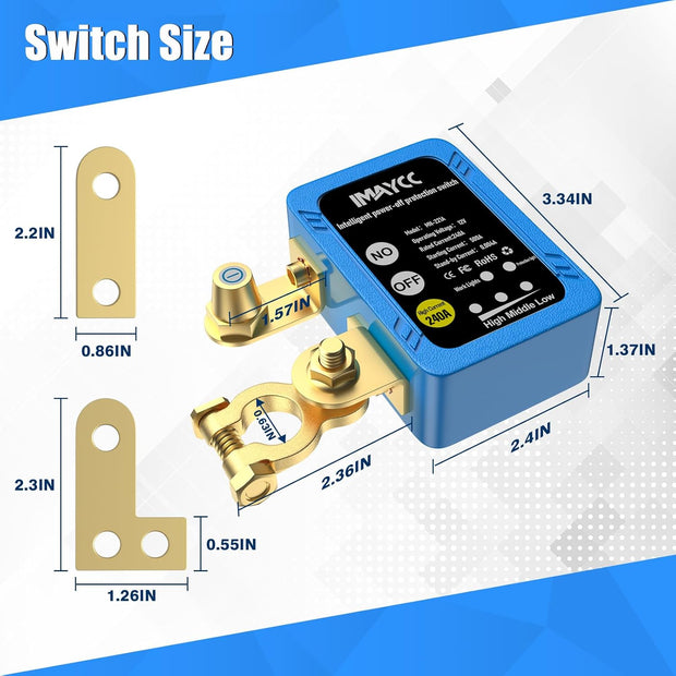 Kill Switch for Car, 12V Remote Battery Disconnect Switch 240A, Car Battery Kill Switch Anti Theft, Automatic Cut/Shut Off Switch for Auto, RV, ATV,Truck, Boat.
