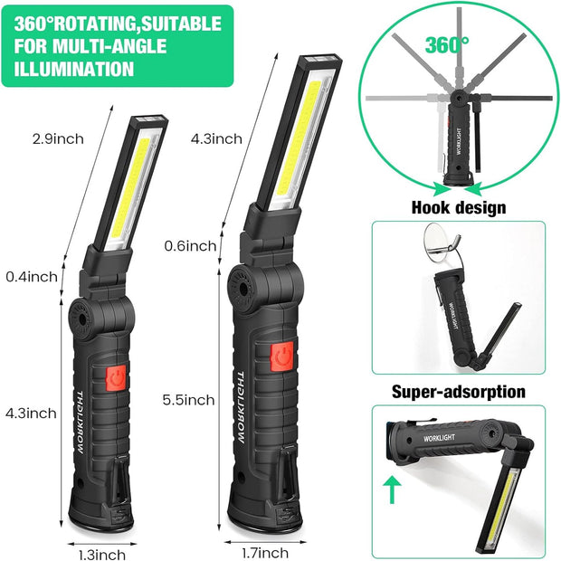 🔦 Rechargeable LED Work Light – Rugged, Portable & Multi-Angle for All Your Lighting Needs