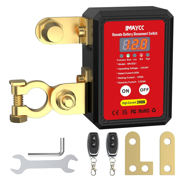 Kill Switch for Car, 12V Remote Battery Disconnect Switch 240A, Car Battery Kill Switch Anti Theft, Automatic Cut/Shut Off Switch for Auto, RV, ATV,Truck, Boat.