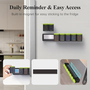 Weekly Pill Organizer Magnetic, Removable Pill Box 7 Day 1 Time a Day, Large Travel Pill Case, Week Once Daily Medication Dispenser, Medicine Container Holder for Supplement, Vitamin, Black