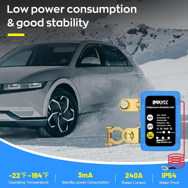 Kill Switch for Car, 12V Remote Battery Disconnect Switch 240A, Car Battery Kill Switch Anti Theft, Automatic Cut/Shut Off Switch for Auto, RV, ATV,Truck, Boat.