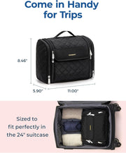 Makeup Bag for Women with Hanging Hook, Large Portable Capacity Water-resistant Organizer Travel Case for Toiletries and Cosmetics, Pink