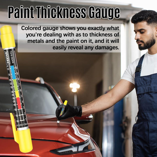 2 Pcs Paint Thickness Gauge Precision Paint Coating Tester Magnetic Tip Car Paint Tester Pen Waterproof Paint Depth Gauge Car Body Damage Detector for Crash Check Coating Film Inspection