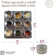 Uncluttered Designs Intergalactic Spice Rack Set With Magnetic Jars, Stand and Wall Mount by (9 Tin)