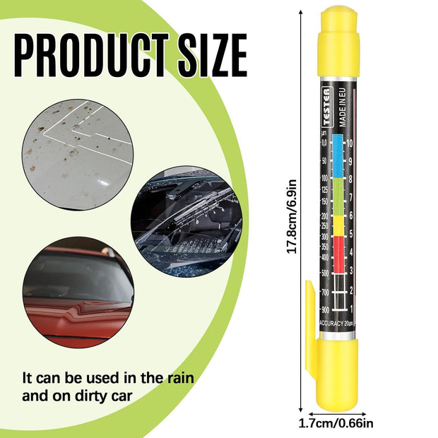 2 Pcs Paint Thickness Gauge Precision Paint Coating Tester Magnetic Tip Car Paint Tester Pen Waterproof Paint Depth Gauge Car Body Damage Detector for Crash Check Coating Film Inspection