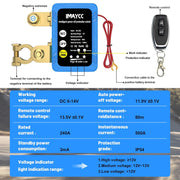 Kill Switch for Car, 12V Remote Battery Disconnect Switch 240A, Car Battery Kill Switch Anti Theft, Automatic Cut/Shut Off Switch for Auto, RV, ATV,Truck, Boat.