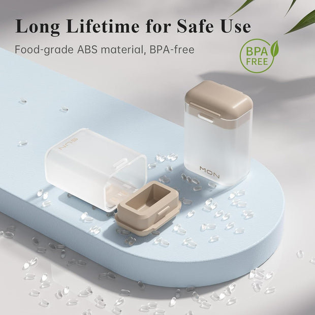 Weekly Pill Organizer Magnetic, Removable Pill Box 7 Day 1 Time a Day, Large Travel Pill Case, Week Once Daily Medication Dispenser, Medicine Container Holder for Supplement, Vitamin, Black