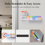 Weekly Pill Organizer Magnetic, Removable Pill Box 7 Day 1 Time a Day, Large Travel Pill Case, Week Once Daily Medication Dispenser, Medicine Container Holder for Supplement, Vitamin, Black