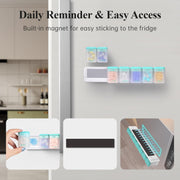 Weekly Pill Organizer Magnetic, Removable Pill Box 7 Day 1 Time a Day, Large Travel Pill Case, Week Once Daily Medication Dispenser, Medicine Container Holder for Supplement, Vitamin, Black