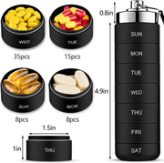 Metal Travel Pill Organizer, Portable 7 Day Vitamin Organizer Stackable, Waterproof 1 Times A Day Pill Box, Large Pill Container, Daily Medicine Organizer for Vitamin, Fish Oil, Supplement