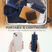 Metal Travel Pill Organizer, Portable 7 Day Vitamin Organizer Stackable, Waterproof 1 Times A Day Pill Box, Large Pill Container, Daily Medicine Organizer for Vitamin, Fish Oil, Supplement