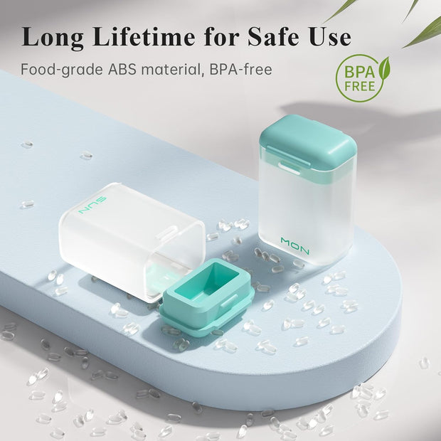 Weekly Pill Organizer Magnetic, Removable Pill Box 7 Day 1 Time a Day, Large Travel Pill Case, Week Once Daily Medication Dispenser, Medicine Container Holder for Supplement, Vitamin, Black