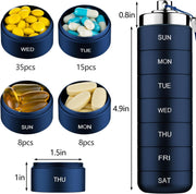 Metal Travel Pill Organizer, Portable 7 Day Vitamin Organizer Stackable, Waterproof 1 Times A Day Pill Box, Large Pill Container, Daily Medicine Organizer for Vitamin, Fish Oil, Supplement
