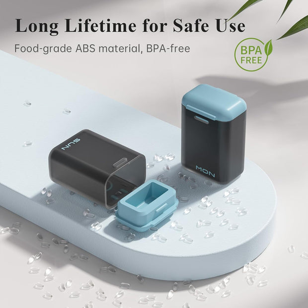 Weekly Pill Organizer Magnetic, Removable Pill Box 7 Day 1 Time a Day, Large Travel Pill Case, Week Once Daily Medication Dispenser, Medicine Container Holder for Supplement, Vitamin, Black