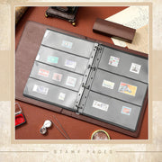 Lewtemi Stamp Collecting Albums Set Stamp Collection Book Include 20 Pages Album Binder Tweezer and Loop Magnifier Collecting Supplies for Collectors(Black)