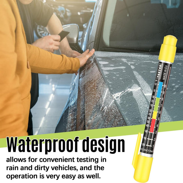2 Pcs Paint Thickness Gauge Precision Paint Coating Tester Magnetic Tip Car Paint Tester Pen Waterproof Paint Depth Gauge Car Body Damage Detector for Crash Check Coating Film Inspection