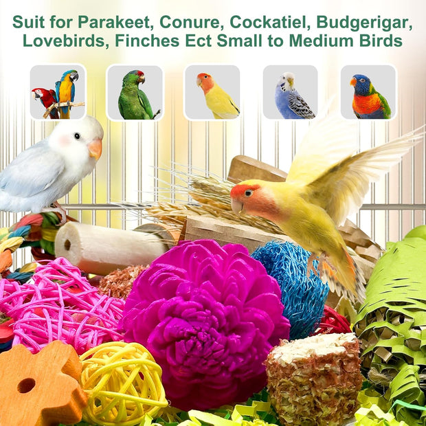 Natural Bird Toy Foraging Parrot Shredding Toys Box – Safe, Fun, and Engaging for Small-Medium Birds