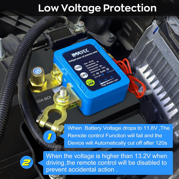 Kill Switch for Car, 12V Remote Battery Disconnect Switch 240A, Car Battery Kill Switch Anti Theft, Automatic Cut/Shut Off Switch for Auto, RV, ATV,Truck, Boat.