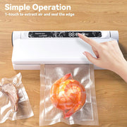 Food Storage Vacuum Sealer Machine, 75KPA Strong Suction, Dry/Wet Modes, 20 Vacuum Seal Bags for Food, Digital Countdown Timer, Compact Lightweight, Ideal for Home Kitchen Use