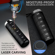 Metal Travel Pill Organizer, Portable 7 Day Vitamin Organizer Stackable, Waterproof 1 Times A Day Pill Box, Large Pill Container, Daily Medicine Organizer for Vitamin, Fish Oil, Supplement