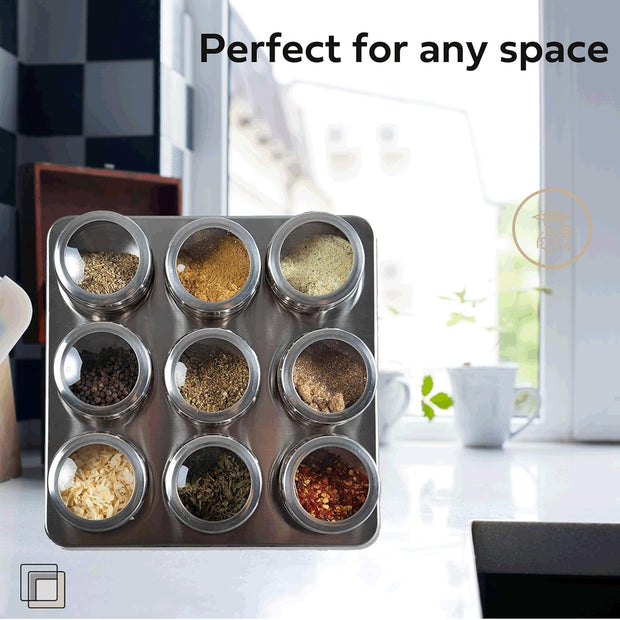 Uncluttered Designs Intergalactic Spice Rack Set With Magnetic Jars, Stand and Wall Mount by (9 Tin)