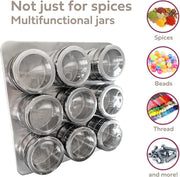 Uncluttered Designs Intergalactic Spice Rack Set With Magnetic Jars, Stand and Wall Mount by (9 Tin)