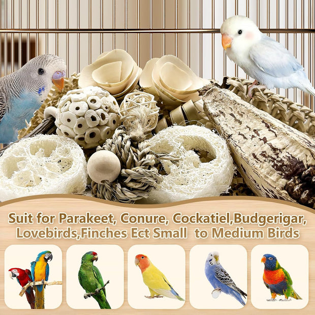 Natural Bird Toy Foraging Parrot Shredding Toys Box – Safe, Fun, and Engaging for Small-Medium Birds