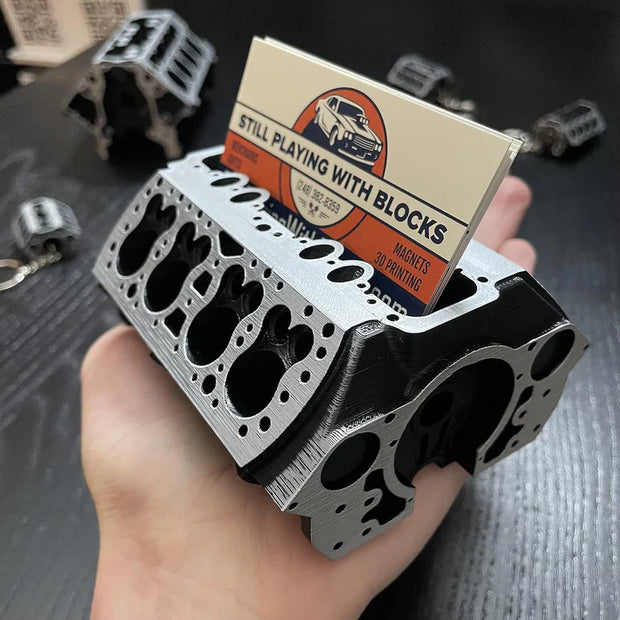 Big Block Chevy Business Card Holder – Unique Mini V8 Engine Desk Organizer