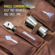 Bartender Travel Bag – Portable Canvas Barware Storage Roll Bag with Shoulder Strap